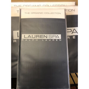 New Ralph Lauren Spa Organic King Pillowcases 400 TC Indigo Blue